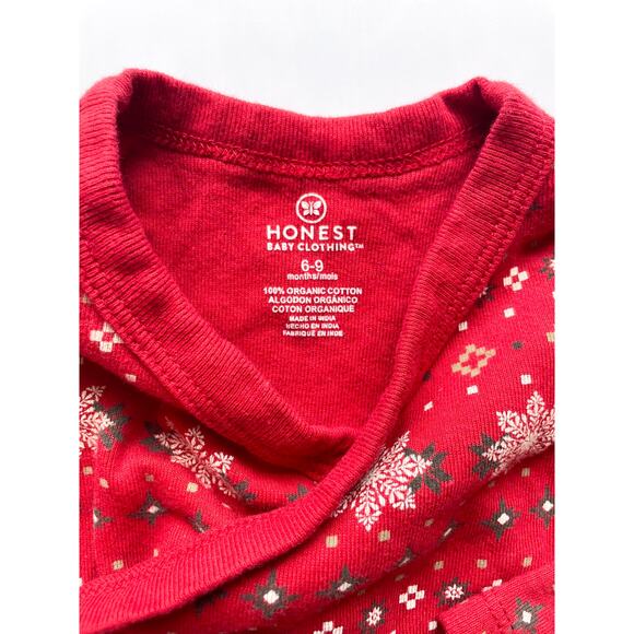 Honest Baby Girls Red Festive Holiday Bodysuit Size 6-9 Months - Picture 2 of 2